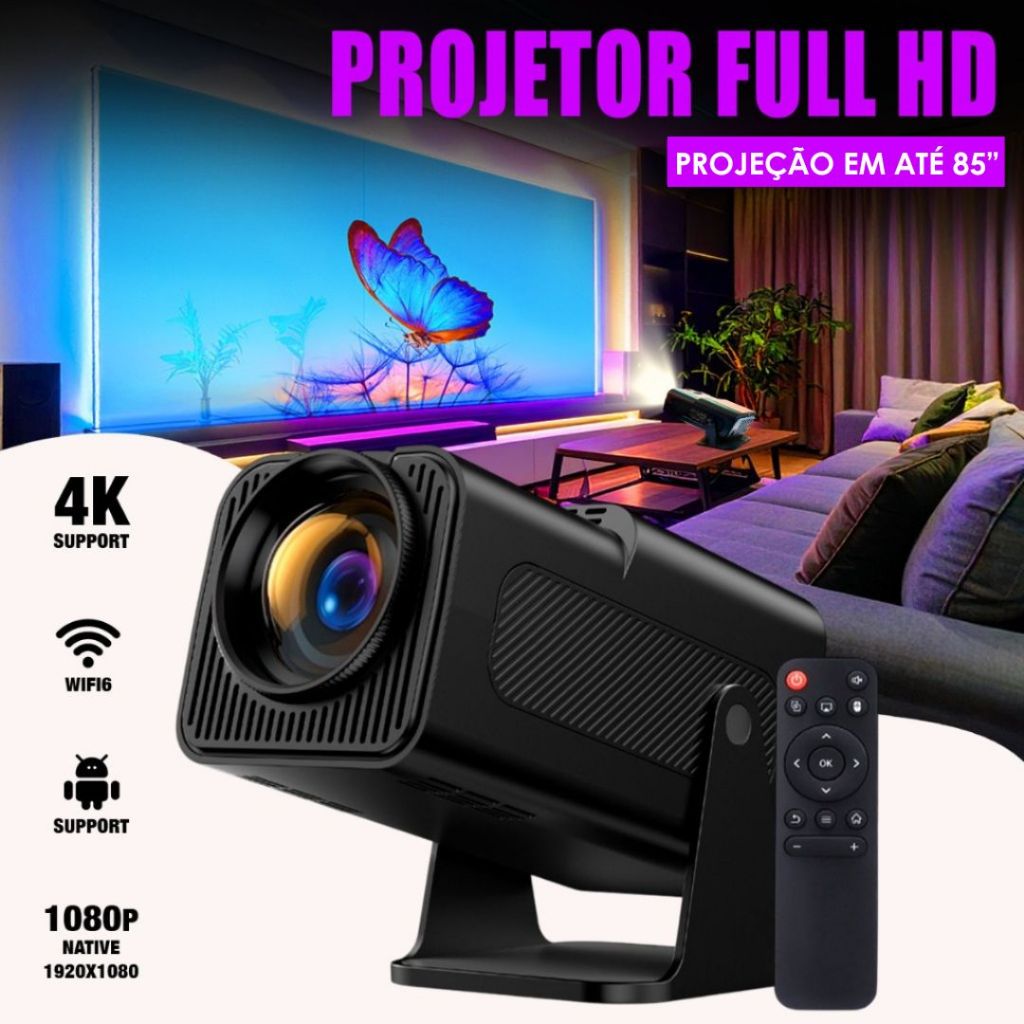 Projetor Portátil 4k HY320 Smart Android Wi-fi Hd 1280×720 Espelhamento celular