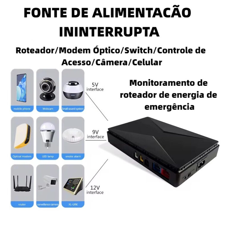 Mini Ups Nobreak Com Saida DE 2600mAh X4 e Rede Bi