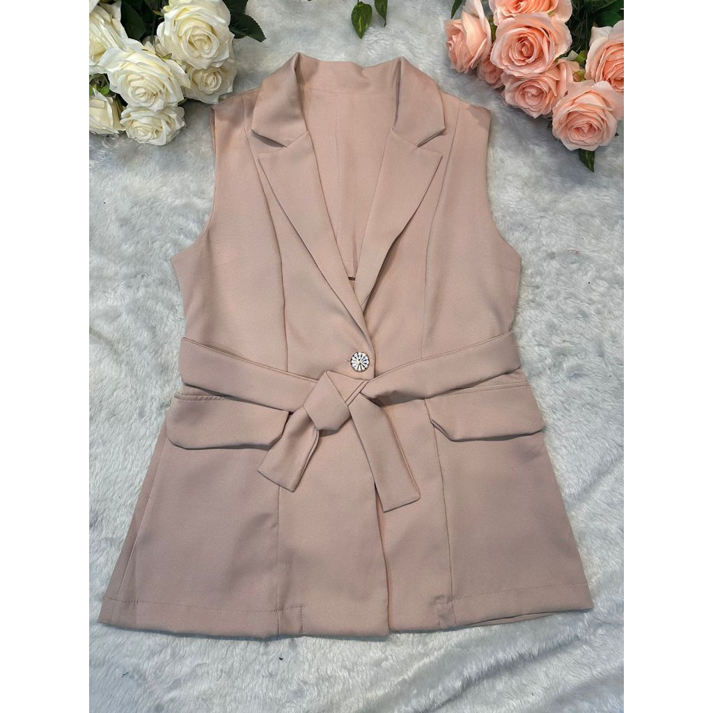 Colete Feminino Comprido tecido alfaiataria