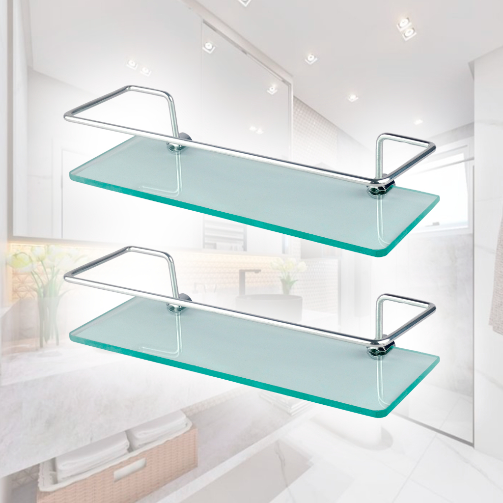 Suporte p/ Shampoo Prateleira de Banheiro VIDRO Reto para Parede Cozinha Lavanderia Sabonete Organiz