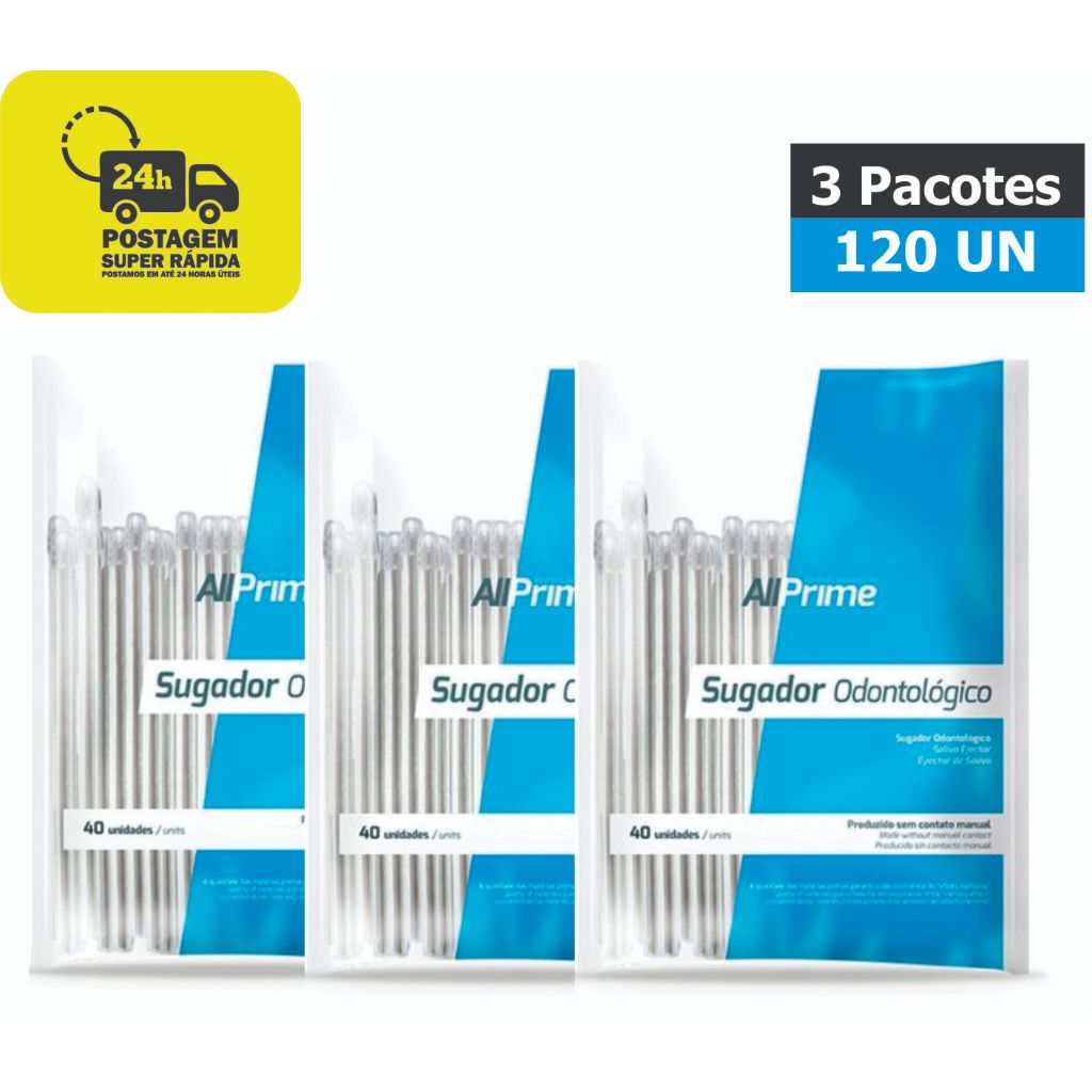 Sugador Descartável Transparente 120 Unidades – AllPrime
