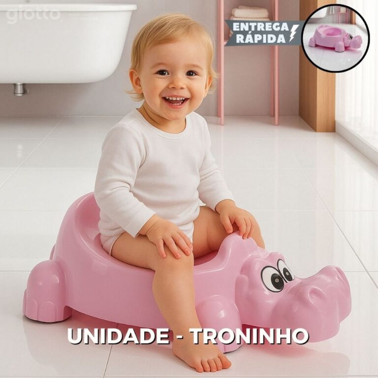 Troninho Infantil Rosa hipopotamo Crianças Desfra