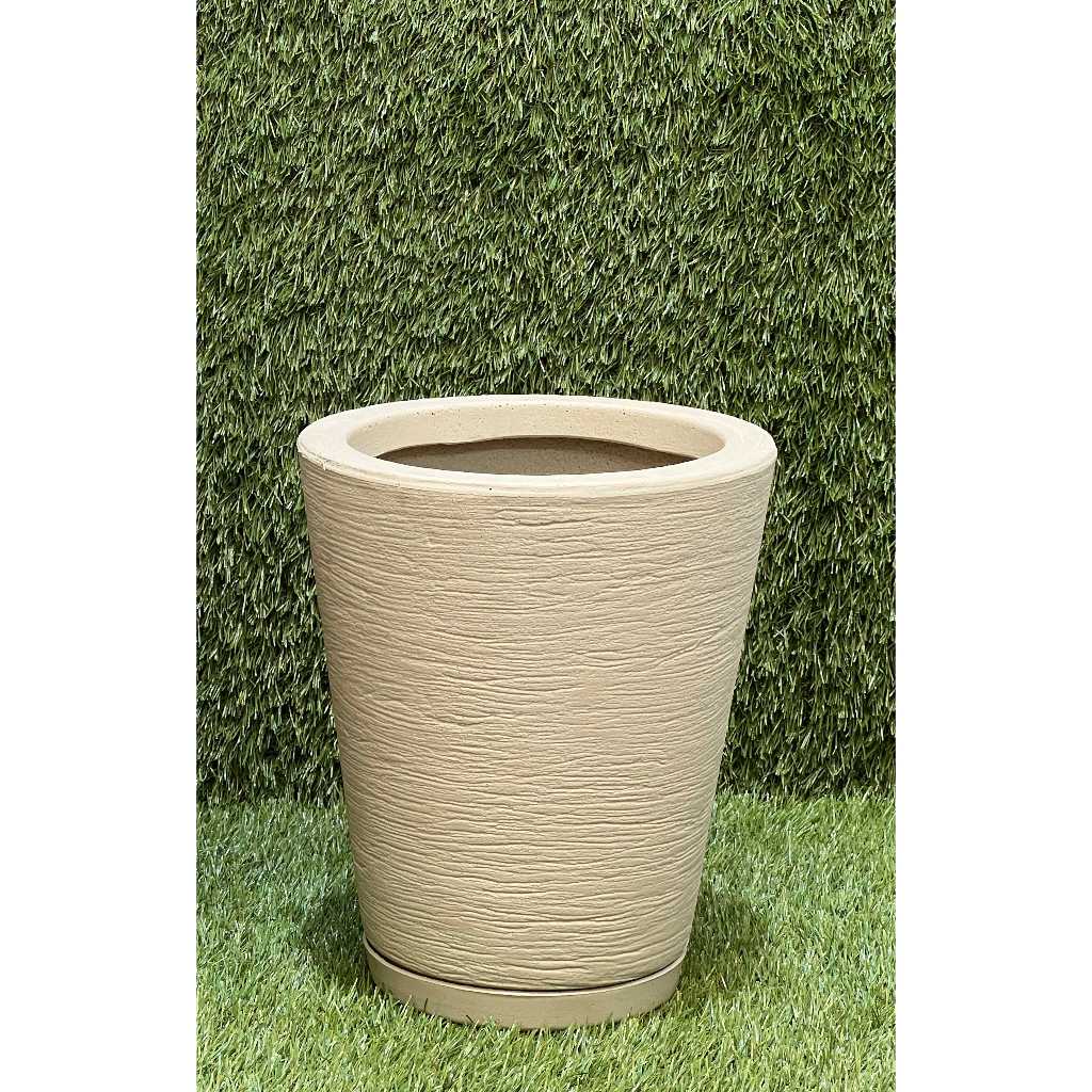 Vaso para Planta Decorativo Cone Redondo Escovado N°1 Luxo Moderno com Prato