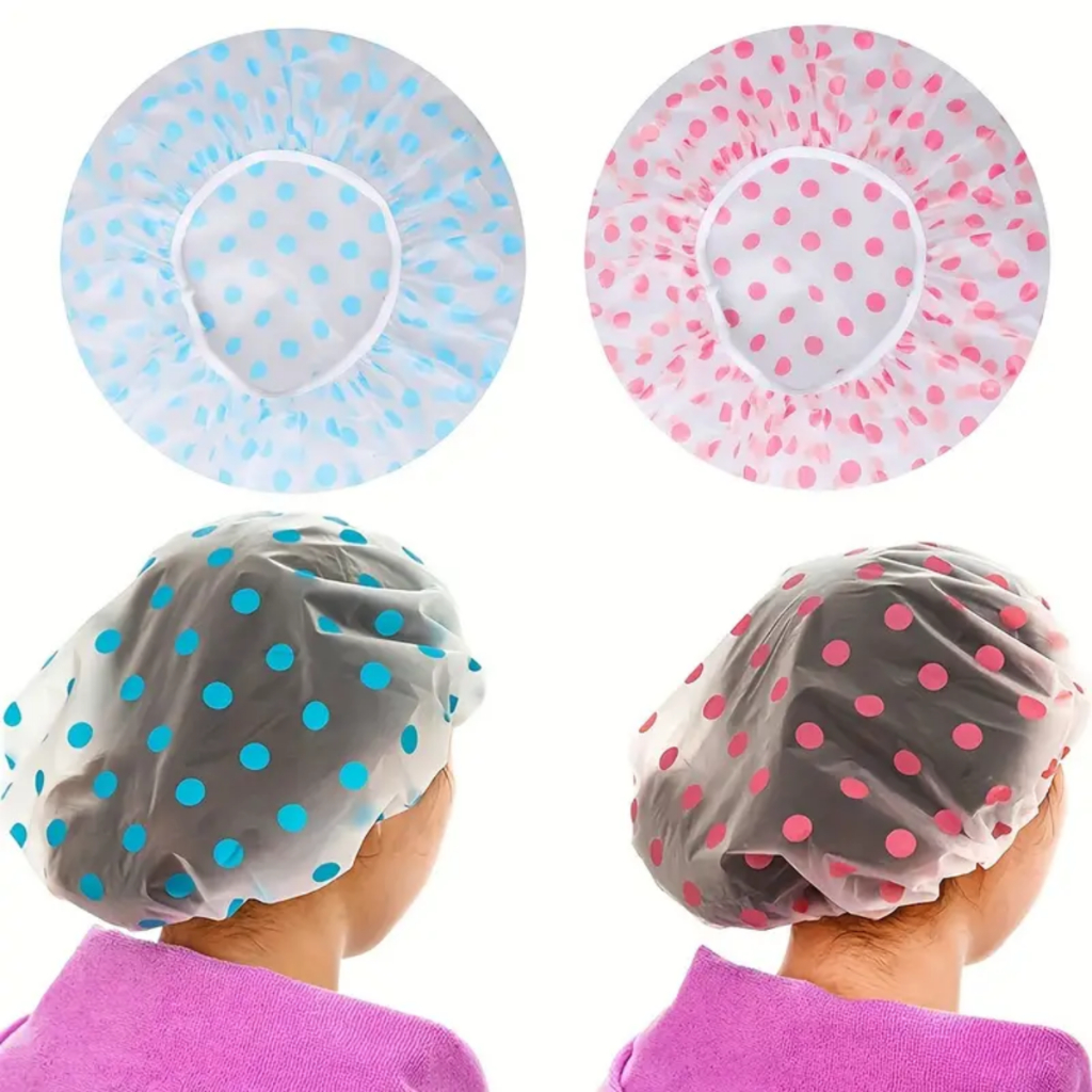 Kit 12 Peças Toucas Plásticas Acabamento de Banho e Hidratação Estampas Diversas Elástico e Versão A