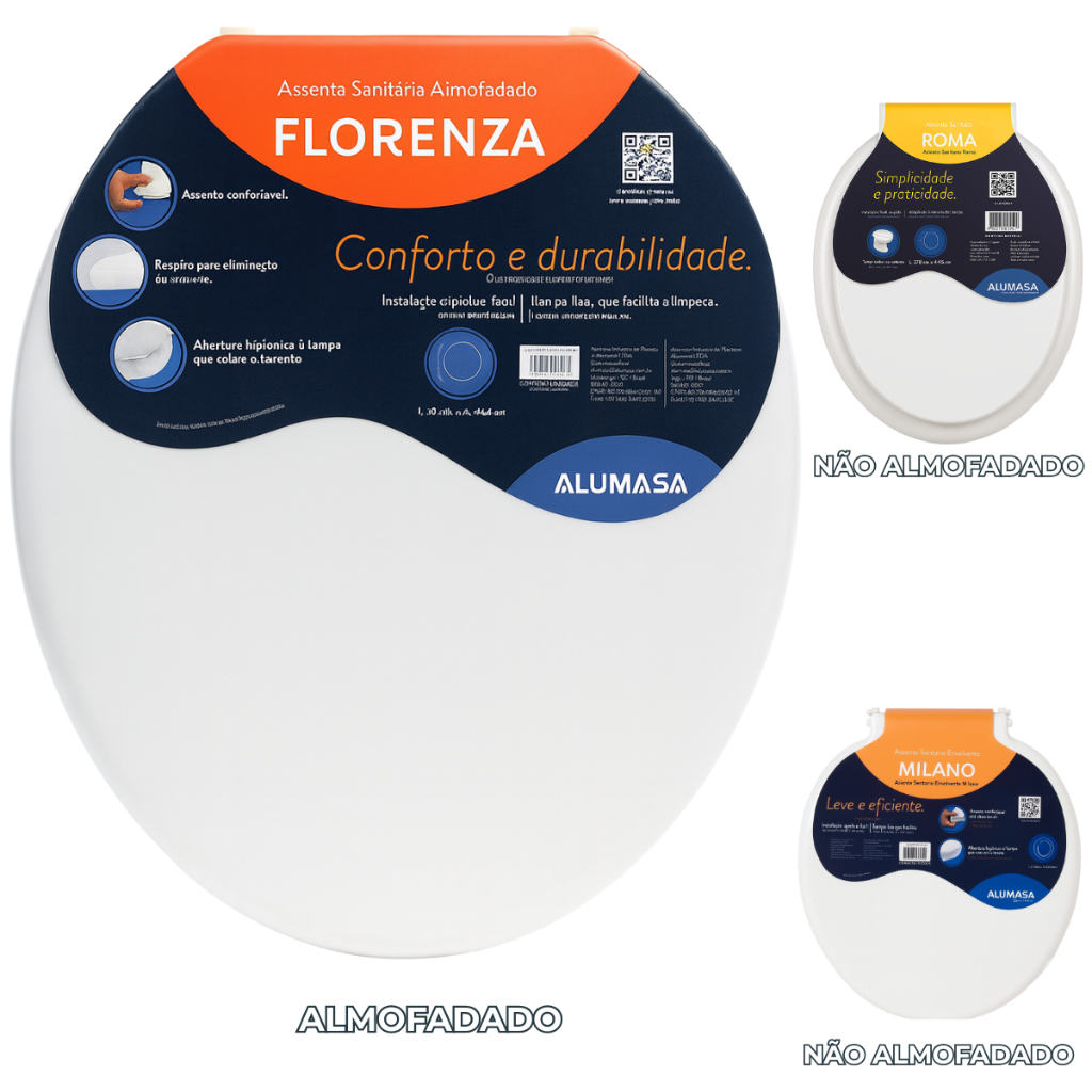 Assento Almofadado ou Simples Universal Tampa Vaso Roma Florenza Soft Oval Celite Tigre Astra Deca L