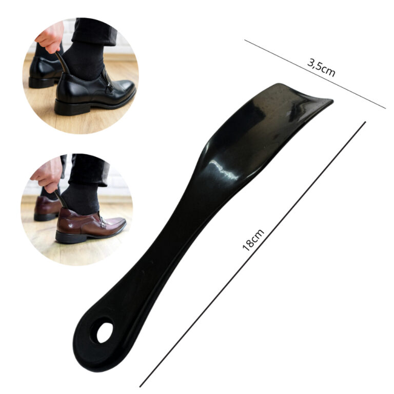 Calçadeira de Sapato Plástica Preta 18cm  Portá
