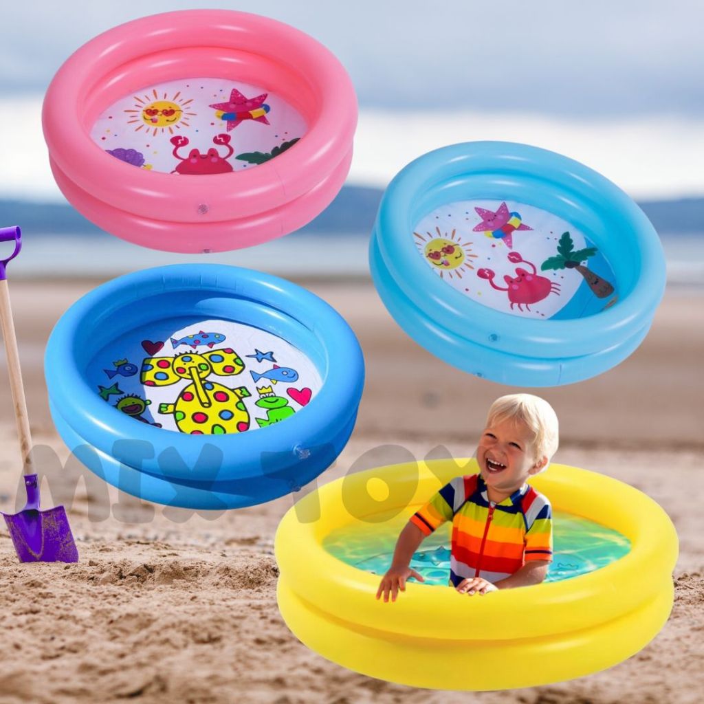 Piscina Inflável Infantil 2 Gomos 21 Litros Vinil Criança Praia Verão +2 Anos
