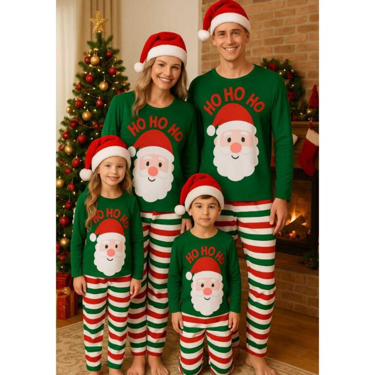 Pijama Adulto ou Infantil Unissex estampa de Natal