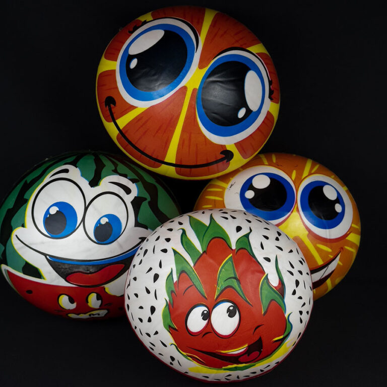Brinquedo KIT 10 Bola Vinil Sorridente De Frutas /
