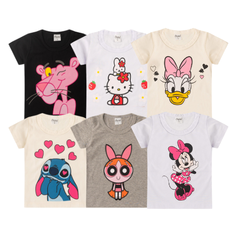 Kit 4 Blusas Meninas Estampadas Cores Sortidas do 