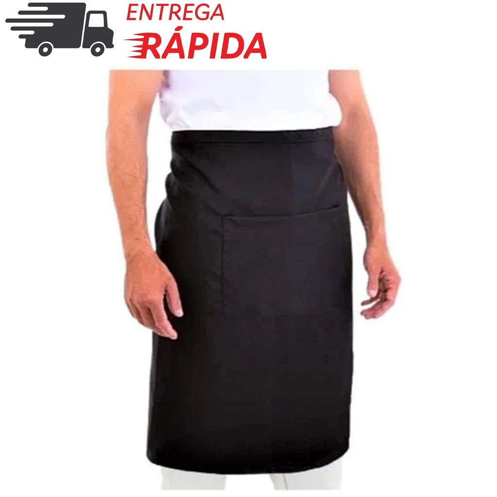 Avental Saia Cintura C/ Bolso Oxford Unissex Uniforme Evento