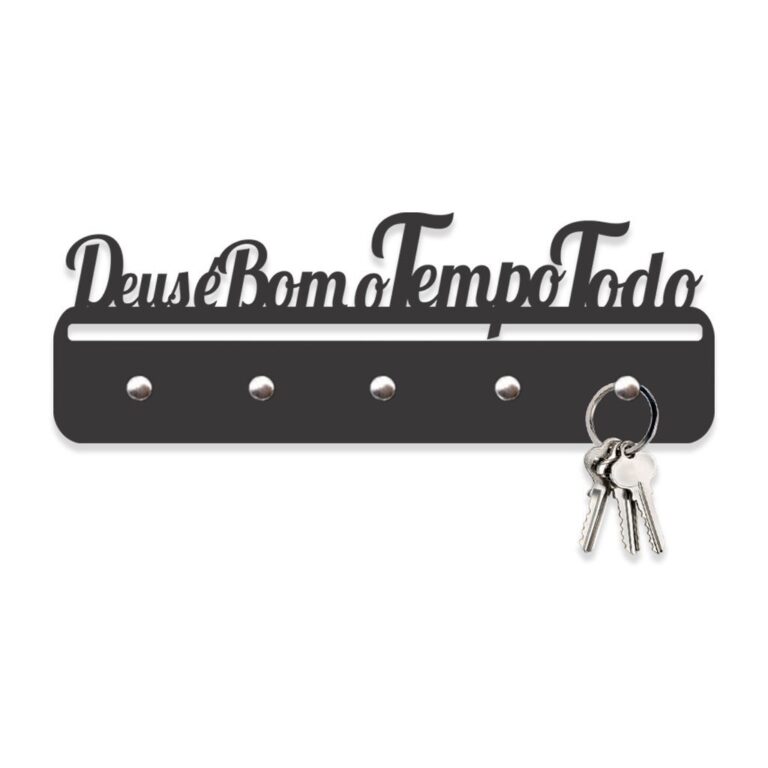 Porta Chaves Deus é Bom em Mdf Vazado de 3mm Pret