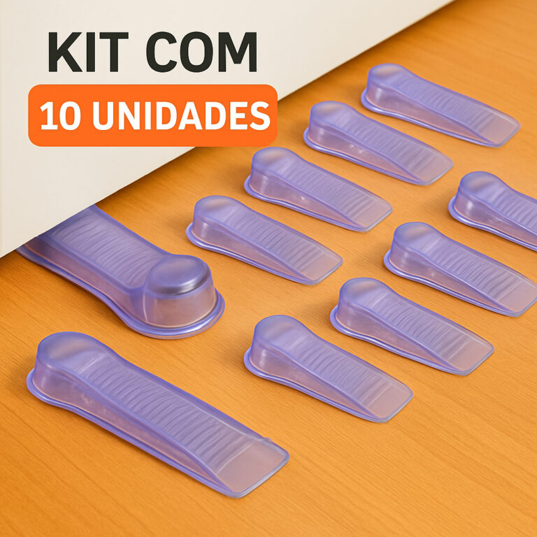 Kit 10 Aparador Peso De Porta Silicone Trava Segur