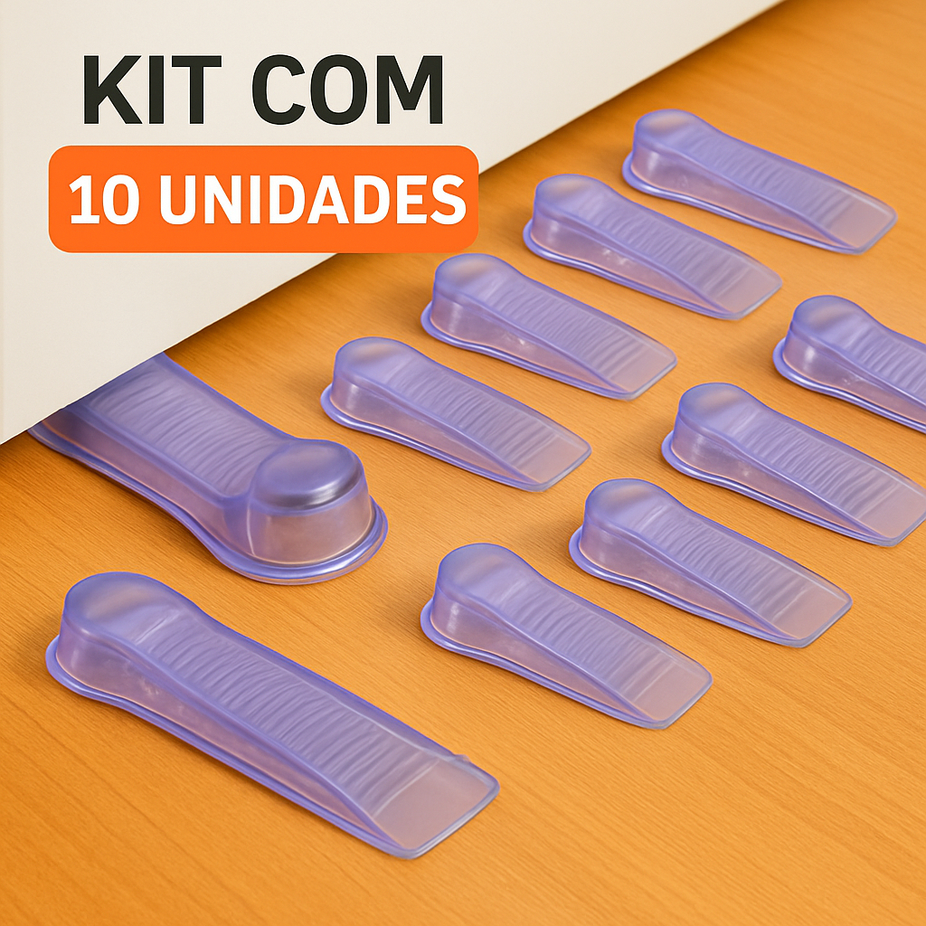Kit 1 5 10 Aparador Peso De Porta Silicone Trava Segura Prendedor Fixador Cunha Prático Transparente