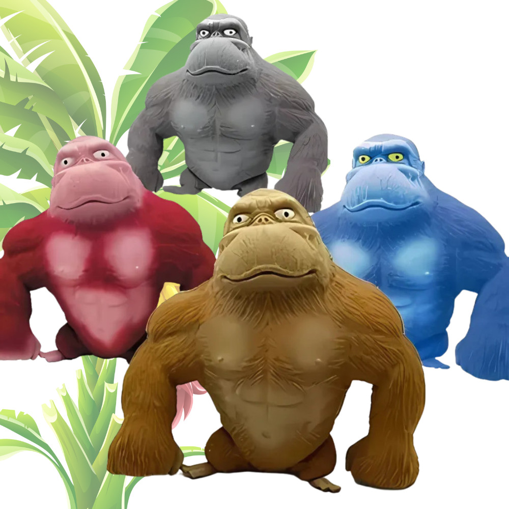 Boneco Gorila Rongee Kong  Estica, Esmaga e Alivia o Estresse