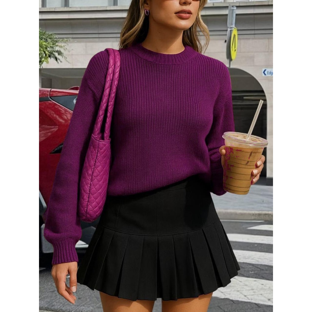 Blusa Trico Emma Feminina Lisa Básica Manga Longa Tricot Inverno
