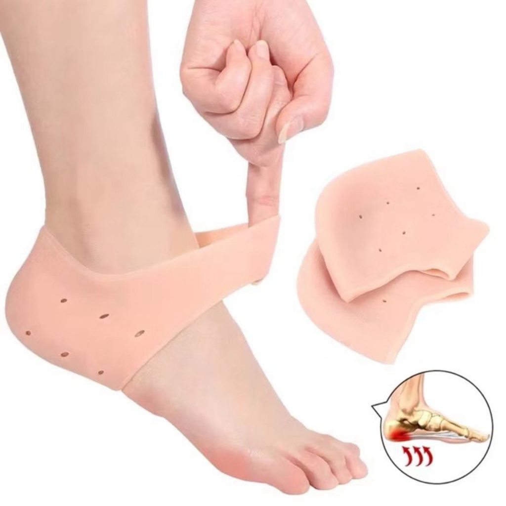 Kit 4 Pares Meia Palmilha Silicone Gel Ortopédica Hidratação Calcanhar Esporão