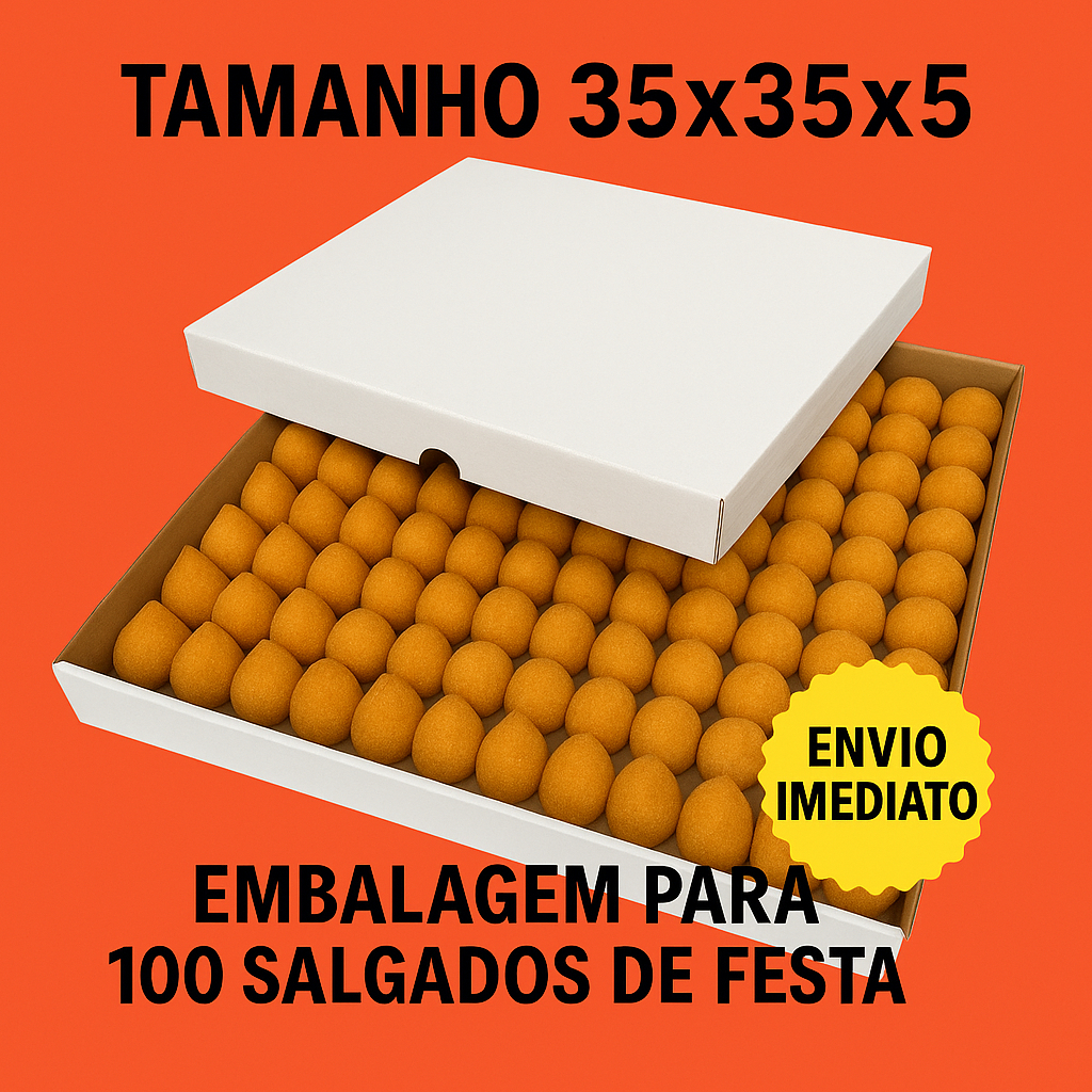 10 Caixa para 100 Salgados e Doces  Tampa e Fundo  Papelão Branco e Kraft   Envio Imediatoi