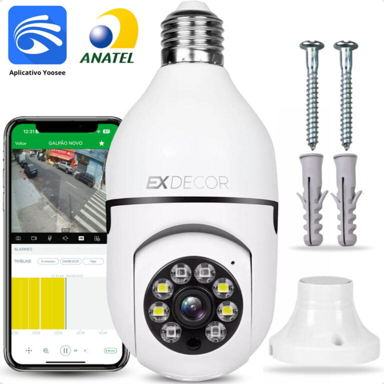 Câmera De Segurança Lâmpada Ip Wifi Com Visão 