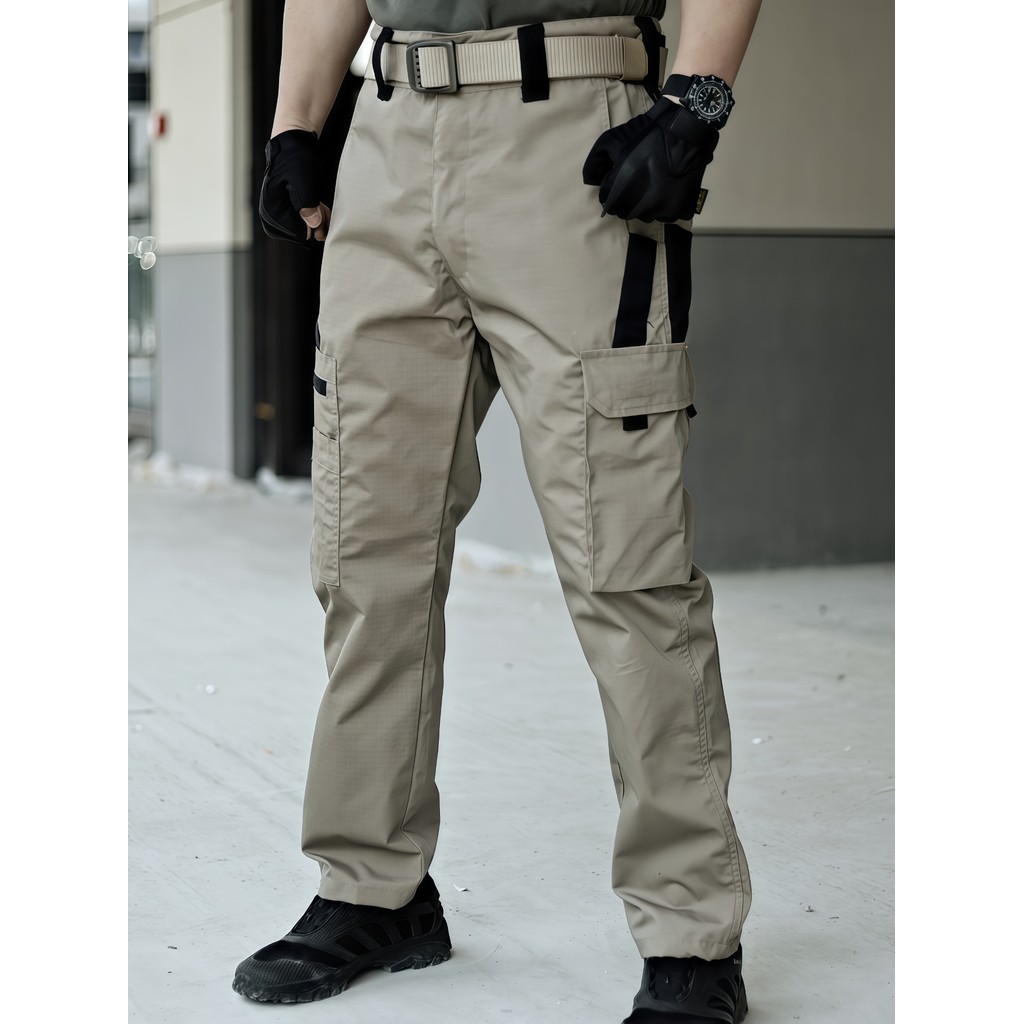 Calça Tática Masculina Rip Stop Militares Cargo Impermeável com 9 Bolsos De Segurança Pesca Ar Livre