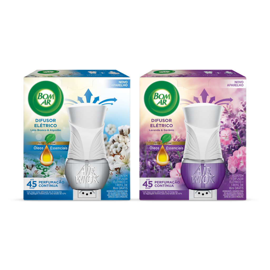 Bom Ar Difusor de Aromas Elétrico Aparelho + Refil 16 ml COMPLETO