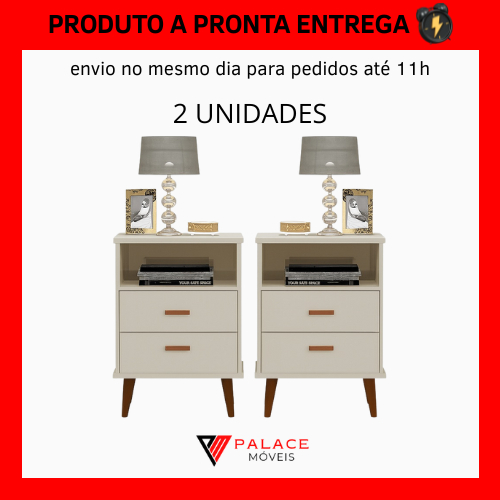 Kit 2 Mesa De Cabeceira italia Com Nicho Para Quar