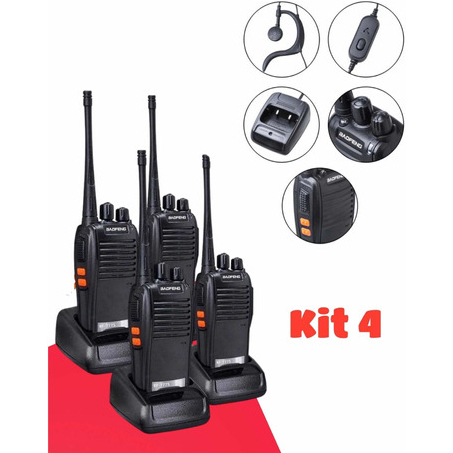 Kit 4 Rádio Comunicador Walk Talk Baofeng 777s co