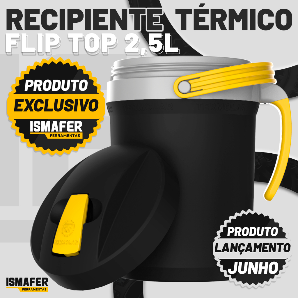 Jarra Térmica Fliptop 2.5l Preto E Amarelo Termolar