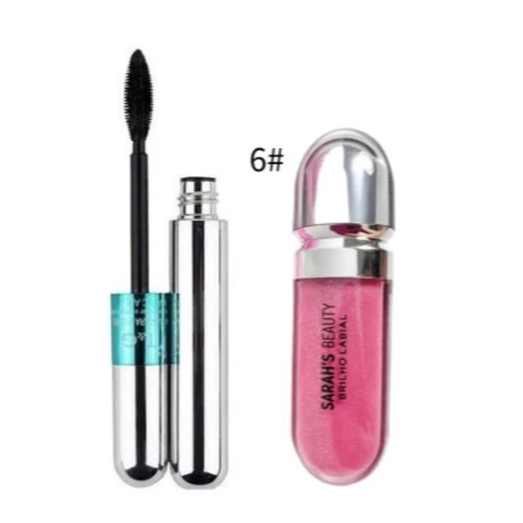 KIT Máscara 2 Em 1 Para Cílios A Prova Dágua Tango + Sarahs Beauty Lip Glos Brilho Rushed