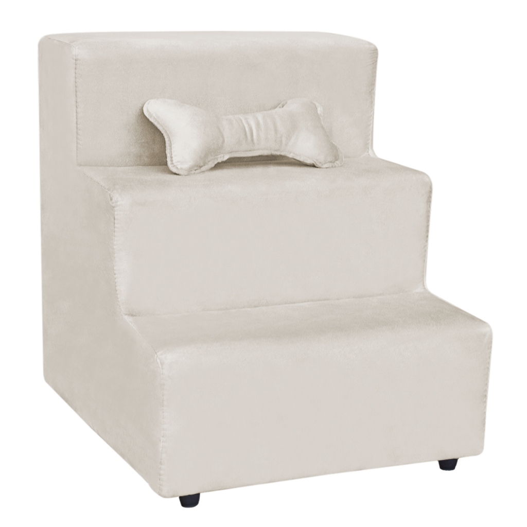 Escada Pet 3 Degraus para Cachorros e Gatos com Almofada de Ossinho Várias Cores – Kasa Alb