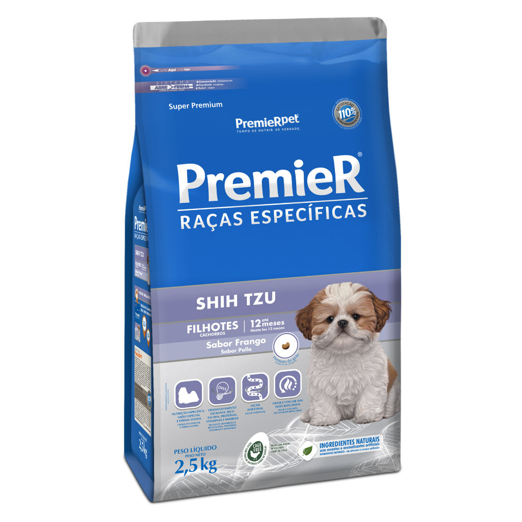 Ração Premier Raças Específicas Cães Filhotes Shih Tzu Frango 2,5kg
