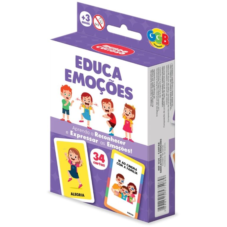 JOGO EDUCA EMOÇÕES 34 CARTAS GGB BRINQUEDO MESA 