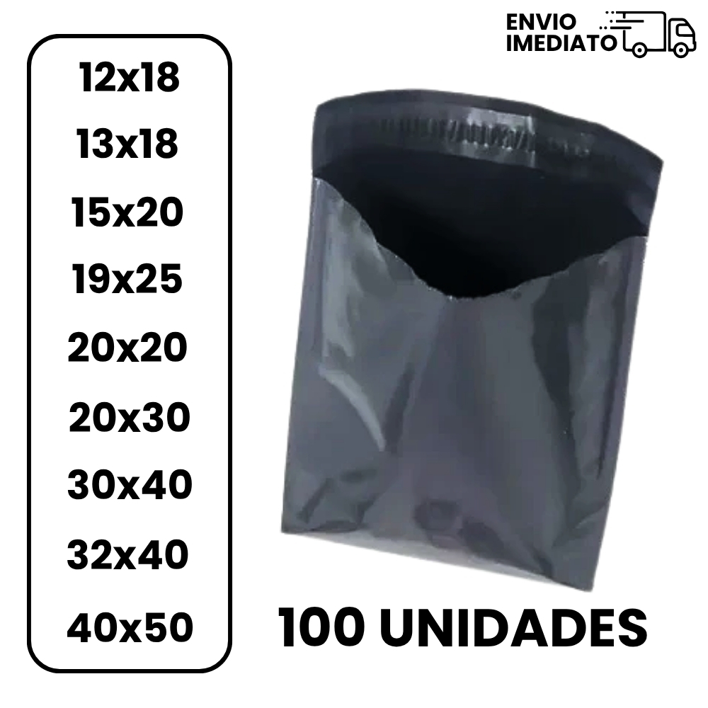 Kit Envelope de Segurança com 100 Unidades Embalagem Cinza Auto Colante – Diversas Medidas