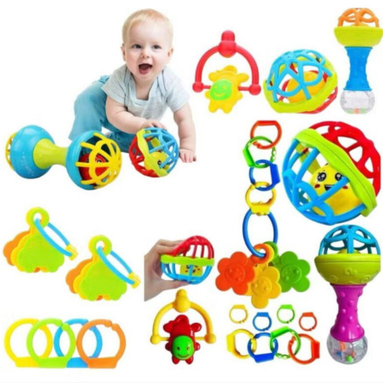 KIT CHOCALHO MORDEDOR BRINQUEDO PARA BEBÊ INTERAT