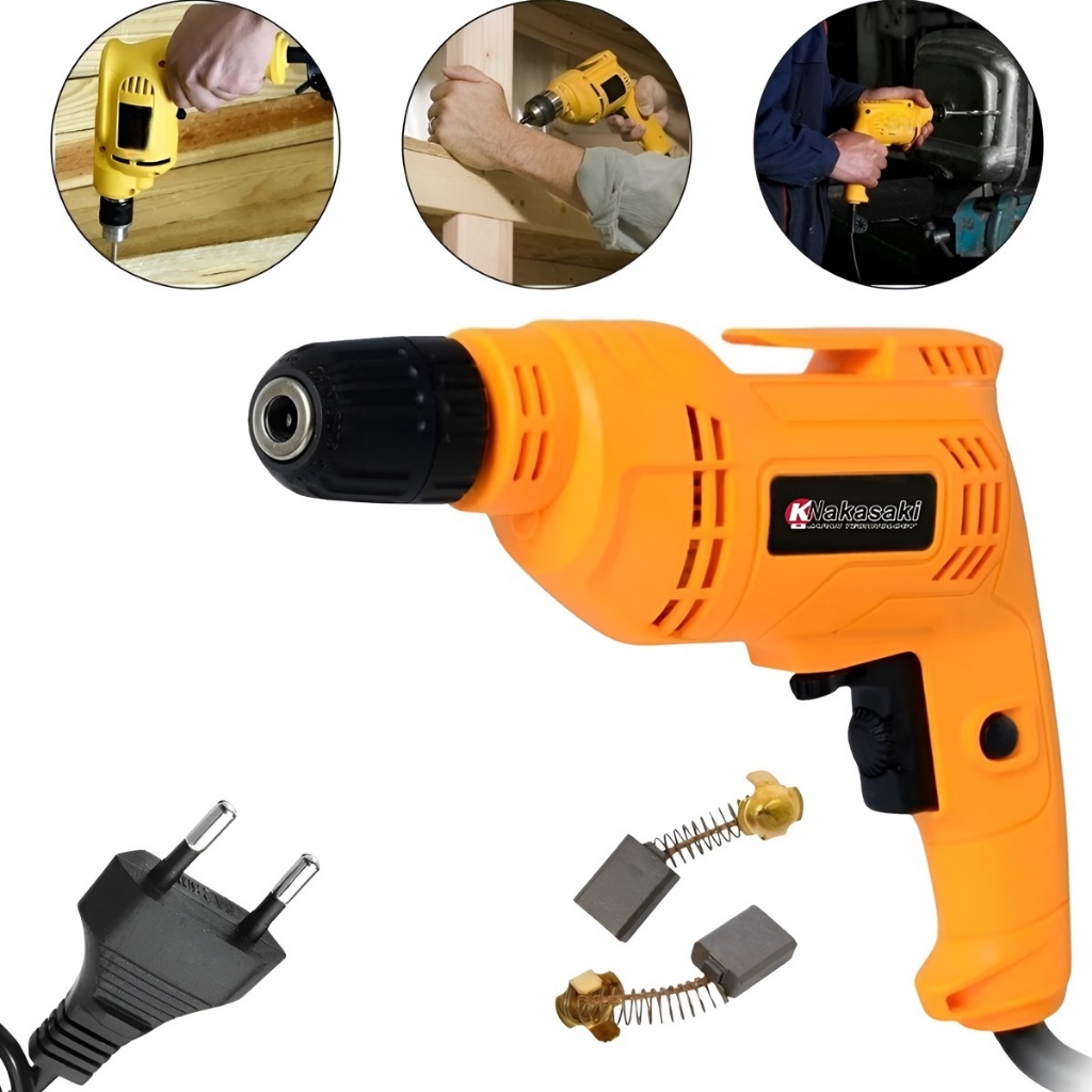 Furadeira Elétrica 3/8 pol. 10mm 900W Profissional com Controle de Velocidade e Auto Reverso