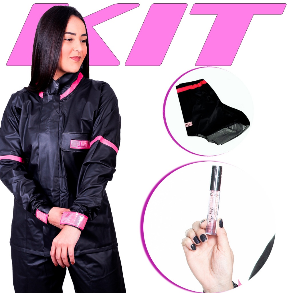 Capa De Chuva Feminina Motoqueira Linda Galocha pvc Impermeável gloss max love brinde especial