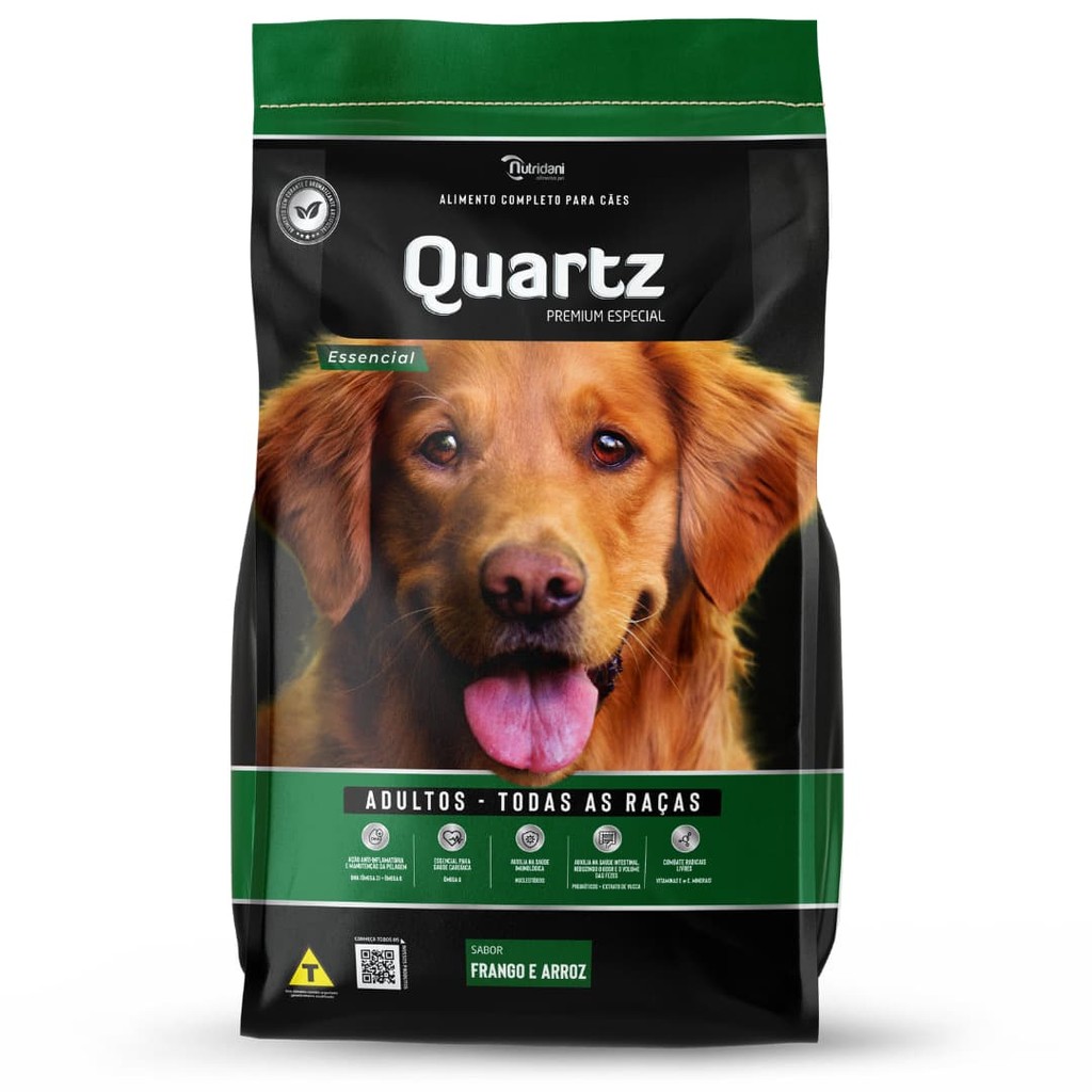 Quartz Ração Premium Cães Adultos Essencial Frango e Arroz 15kg