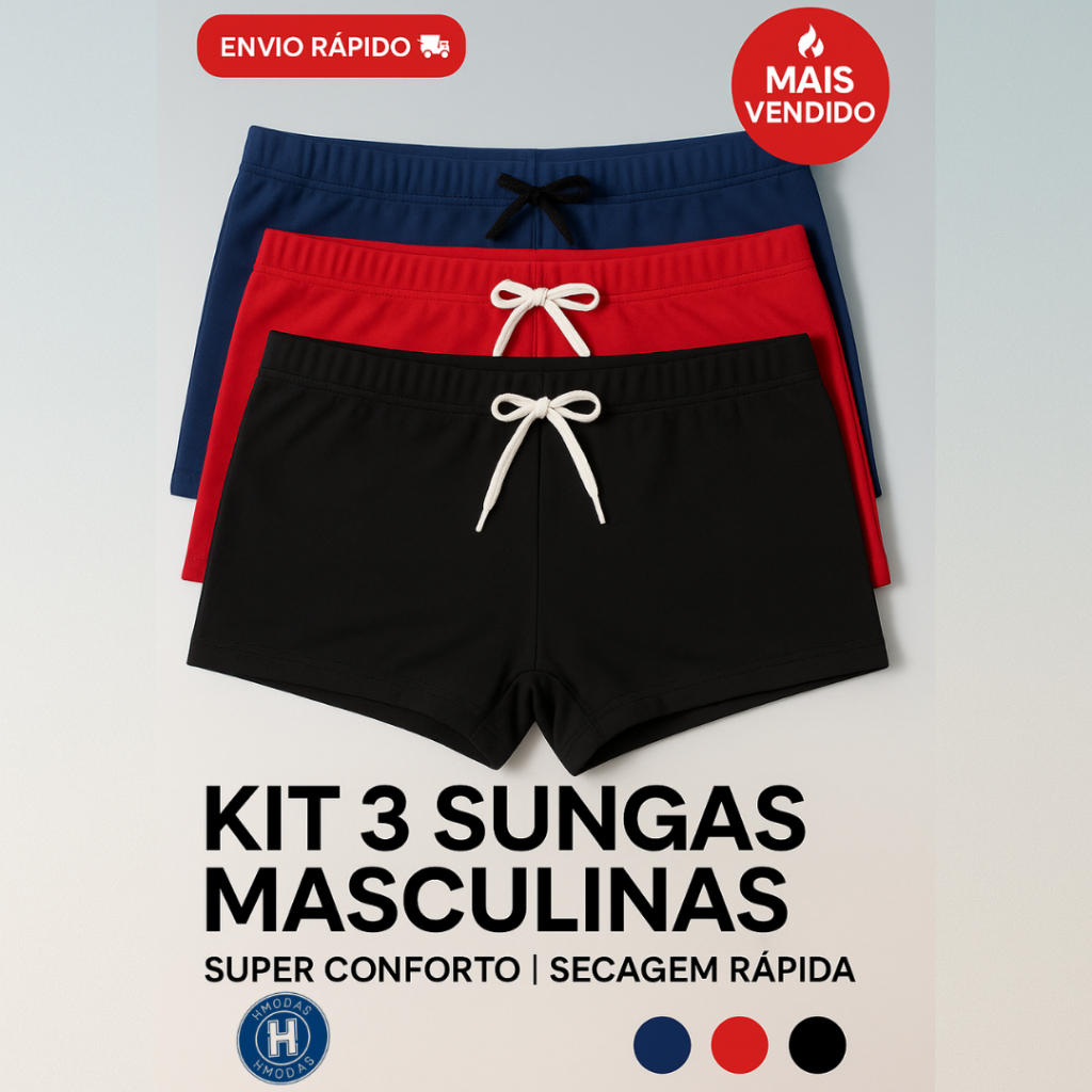 Sungas Masculina forrada modelo boxer com Proteção Uv +50 – Envio Direto da Fabrica