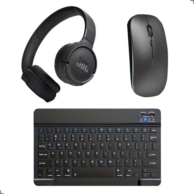 Kit Teclado Mouse e Fone de Ouvido Bluetooth Sem F