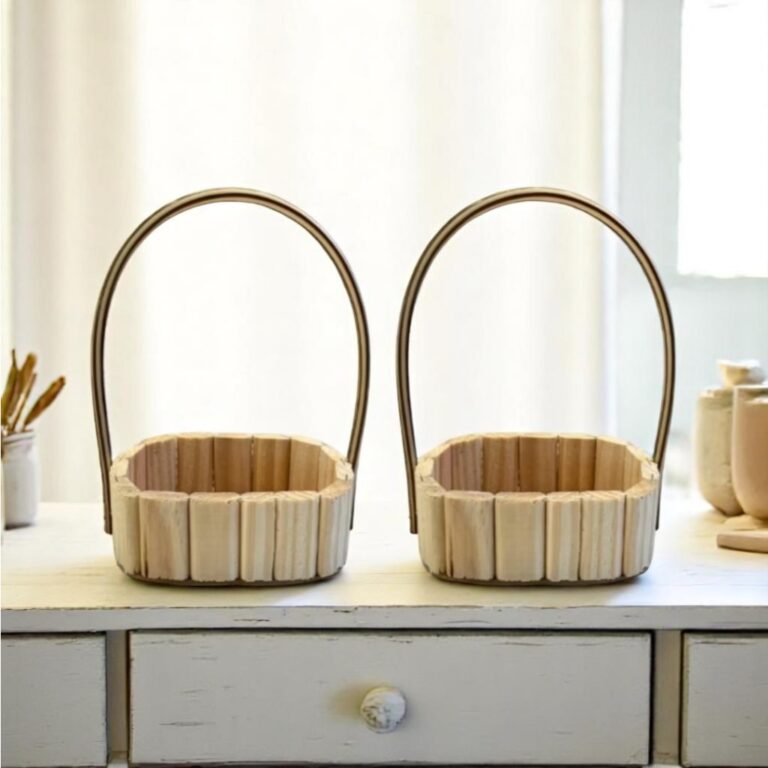 Kit 10 Cestas oval 16cm Fraldeira Madeira Decoraç