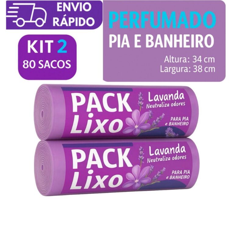KIT 2 Saco Lixo Banheiro e Cozinha Perfumado Lilá