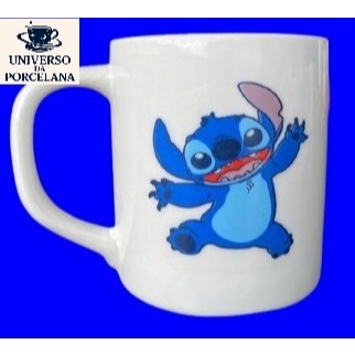 Caneca Reta de Porcelana 300ml Stitch Desenho Film