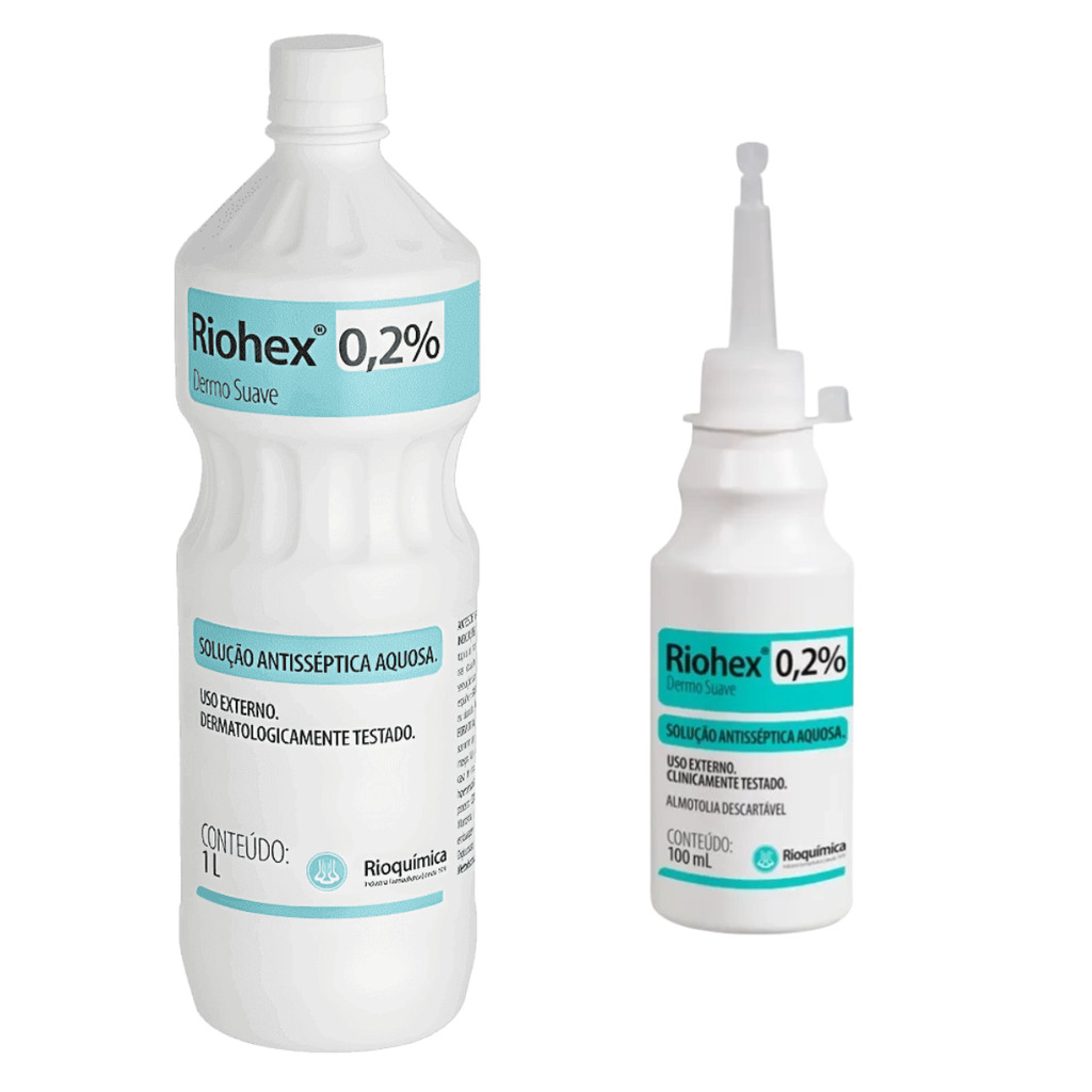 Clorexidina Solução Aquosa 0,2% Riohex ( 1L + 100ml ) Solução Antisséptica Rioquimica – Kit 2 Und