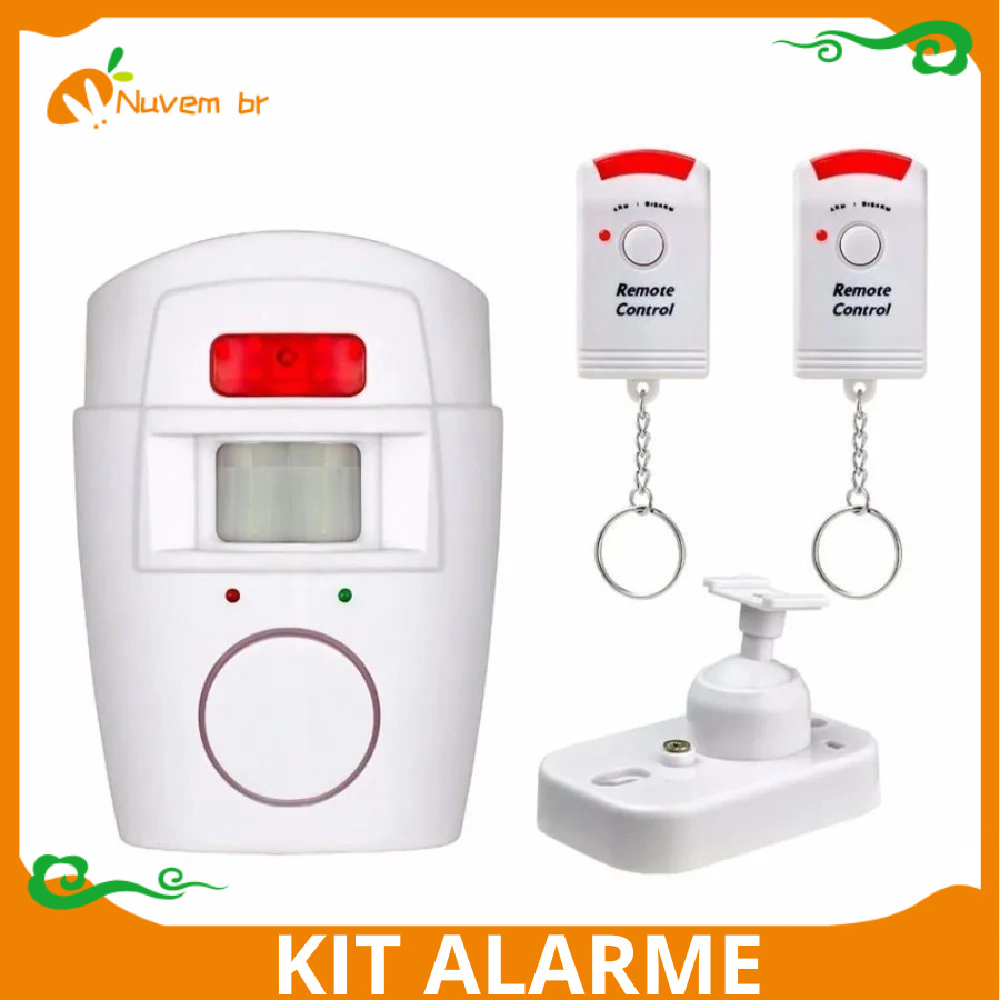 Kit Alarme Residencial Sem Fio Sensor De Presença segurança preventiva +2 Controles+1 Facil Uso Supo