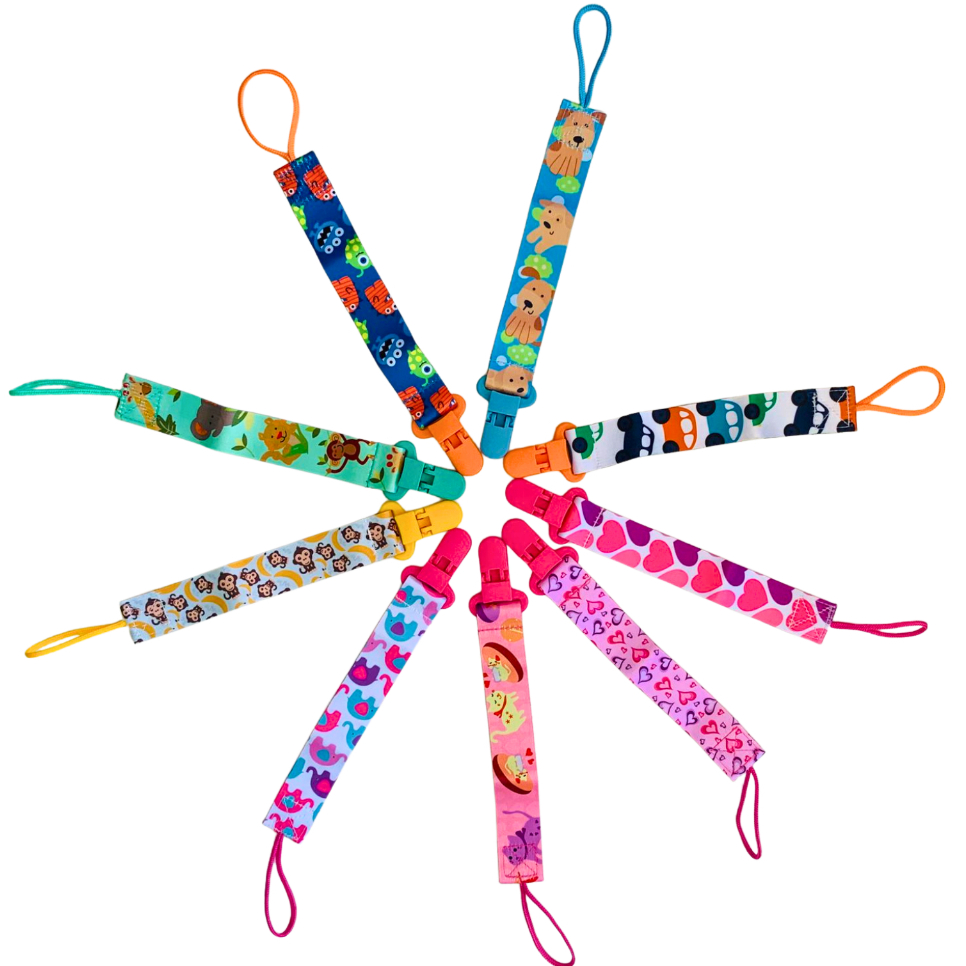 Kit 2 Prendedor De Chupeta Menina Bico Bebê Modelo Universal Trava Tecido  FitaNuk Avent Lillo Mam D