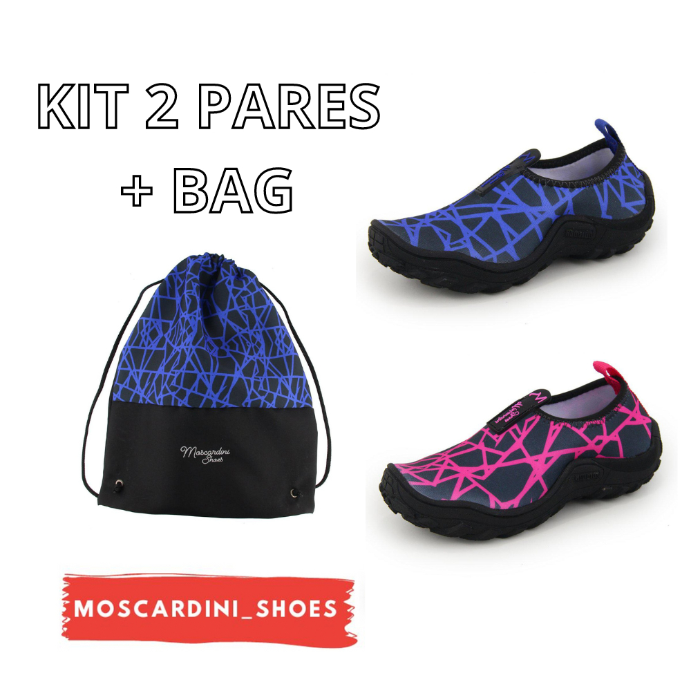 Kit 2 pares de sapatilha nautico de acampamento, pesca, tenis meia hibrido com sola antiderrapante