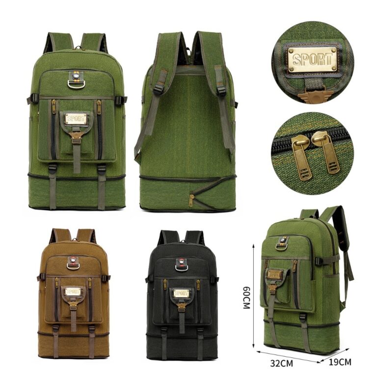 Mochila de Lona Masculina Grande Reforçada 50L Qu