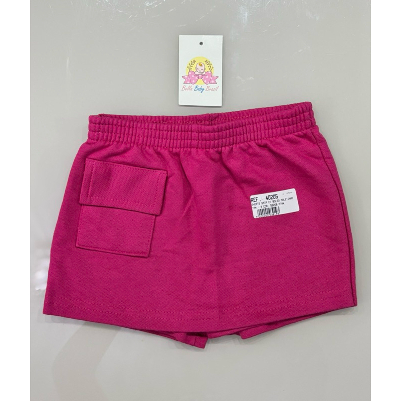 Shorts saia moletinho meninas bebê/infantil PMG 1/2/3