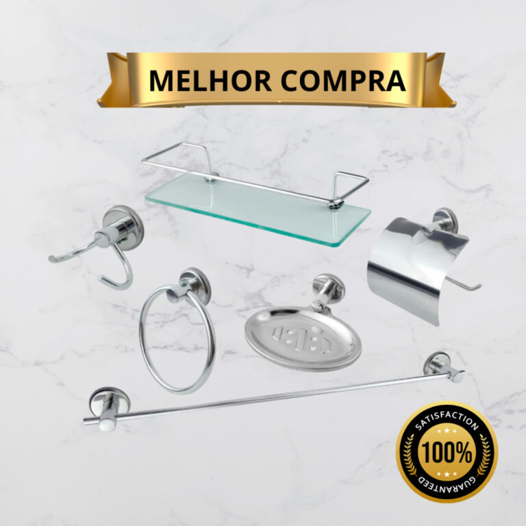 Kit Acessórios Banheiro 6 Peças Inox | Porta Sha
