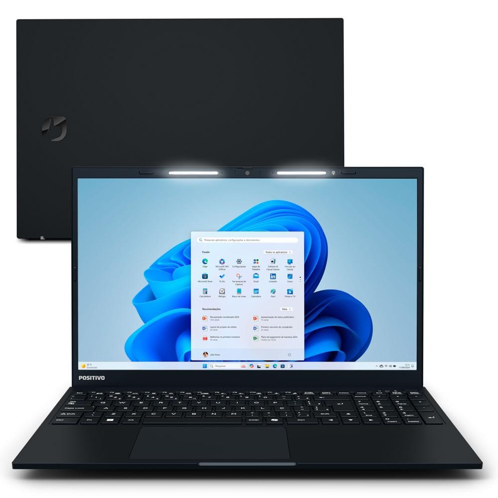 Notebook Positivo Vision R15 AMD® Ryzen 5-5500U Windows 11 16GB RAM 512GB SSD 15.6 Full HD – Preto